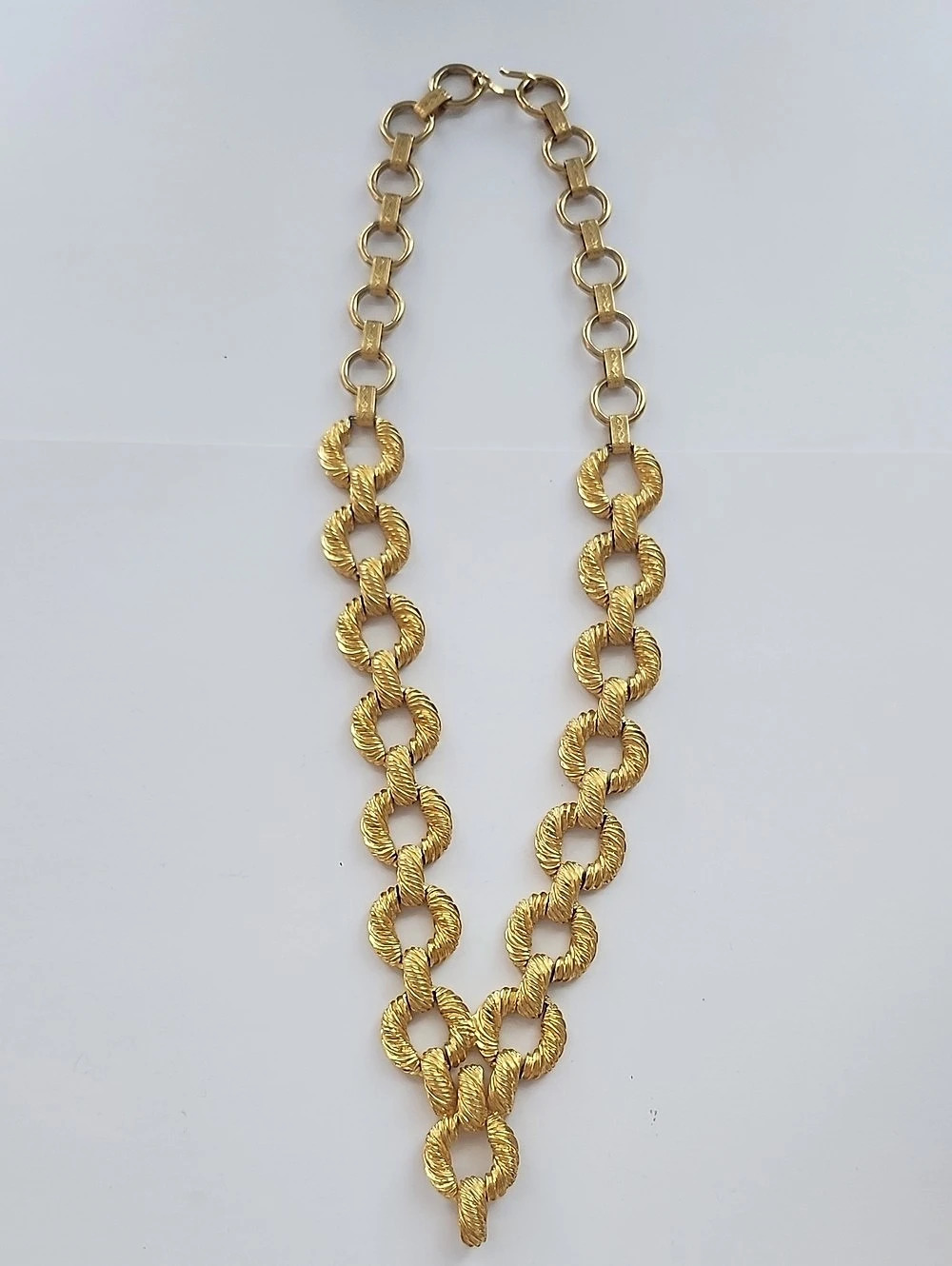 Vintage 1960s, Goldette Statement Necklace Textured Gold Tone
